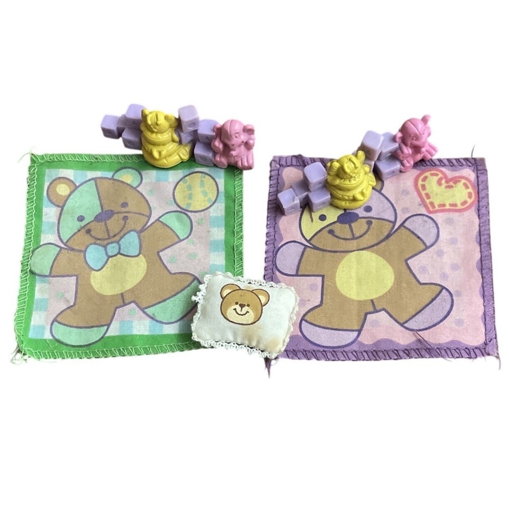 Fisher Price Loving Family Dollhouse Twin Baby Play Mat Toys Teddy Bear Pillow